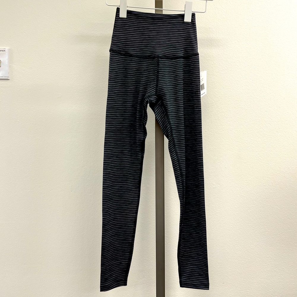 Beyond Yoga - Black and Gray Striped Legging